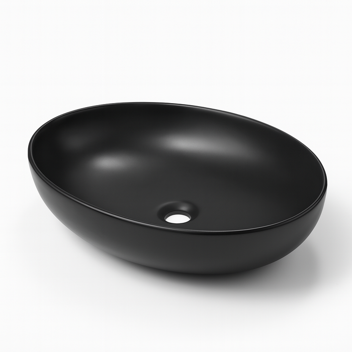 Art Basin Matte Black Oval Top Mount Basin -029