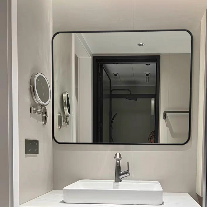 Black/Titanium Frame Wall Mirror Rectangle Mirror No-Light 600×800