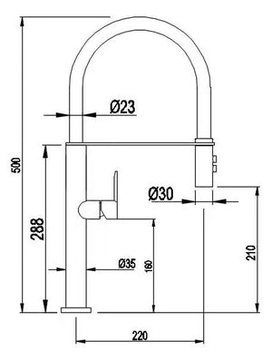 Sink Mixer Rubber Pull Down Kitchen Tap - FD0082-CCT