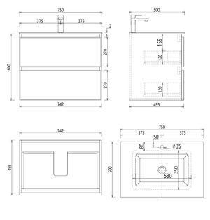 Wall Hung Marble Patterned Bathroom Vanity with sintered stone countertop and undermount basin C2035-75