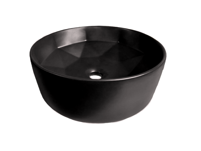 Art Basin Matte Black Round Argyle Pattern Top Mount Basin-413