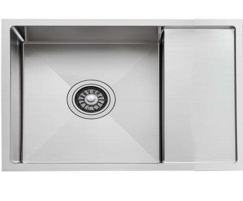 CT-8545 Single Bowl Sink with Draining Board | SUS304 Stainless Steel | 850×450×230mm