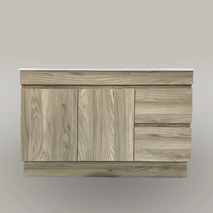 Free-standing Walnut Grey Bathroom Vanity with Ceramic Top Integrated Basin - H6001F-90R
