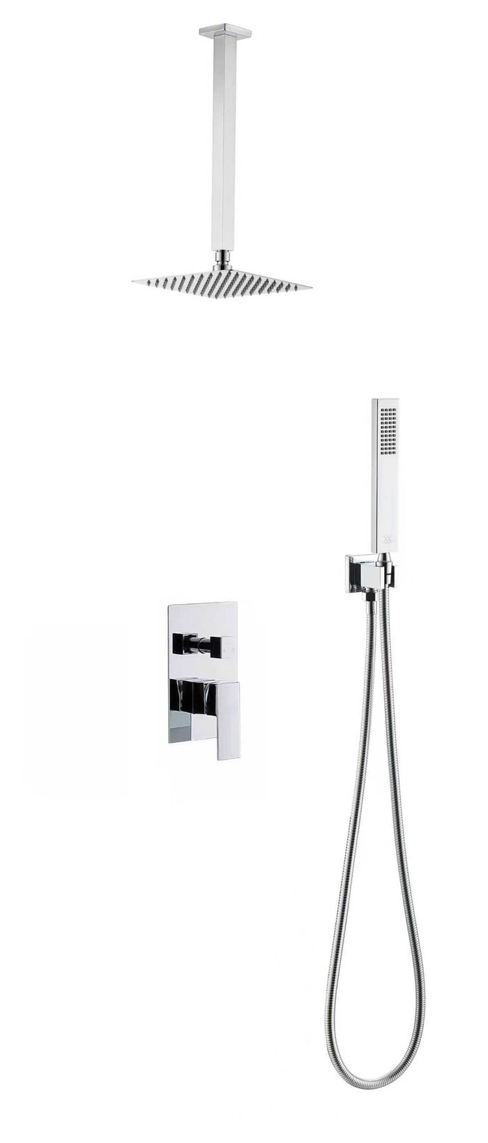 Wall-Mounted Shower System: Square Overhead & Handheld& Dual -Function Switch, FF045X-CCT