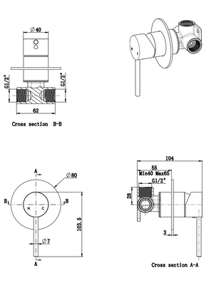 Round Shower Mixer Wall Shower Mixer 5 colours - SSSM01