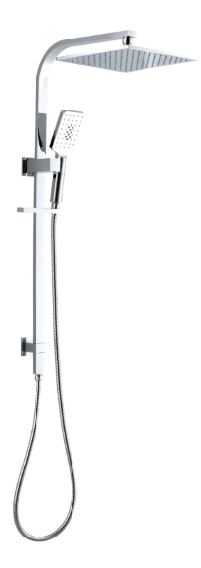 100108-2|Shower Set | Solid Brass Body | 8" Overhead + Handheld Shower | Chrome / Matte Black Finish