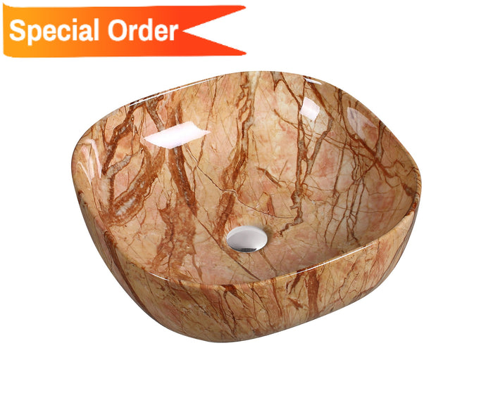 Art Basin Marble Pattern Round Corner Square Top Mount Basin - A0035