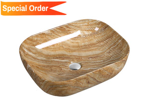 Art Basin Marble Pattern Round Corner Rectangle Top Mount Basin - A0017