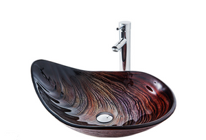 Top mount Art Basin Multi-coloured Tempered Glass Basin Drop Shape Shell Shape