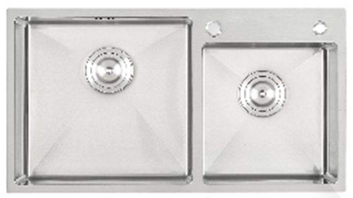 Double Bowl Rectangular Stainless Steel Sink Undermount Top Mount - XBD-805022/785022/764522