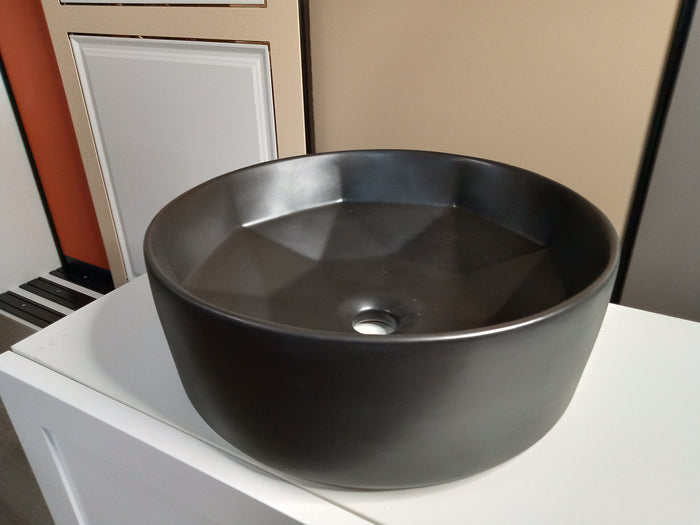 Art Basin Matte Black Round Argyle Pattern Top Mount Basin-413