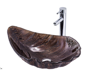 Top mount Art Basin Multi-coloured Tempered Glass Basin Drop Shape Shell Shape