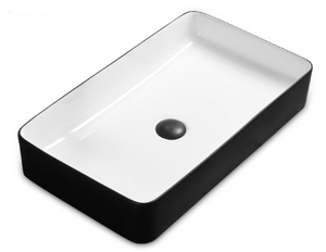 Ceramic Art Basin Top Mount Black And White Rectangle - GX1061B-B