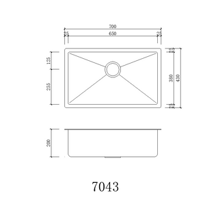 Single Bowl Rectangular Stainless Steel Sink Undermount Top mount - CTP-7043