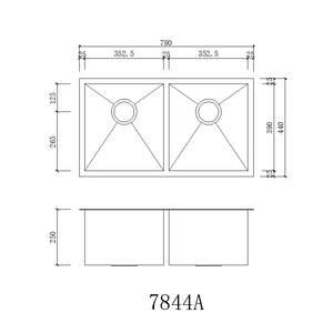 Double Bowl Rectangular Stainless Steel Sink Undermount Top Mount-FS-7844A