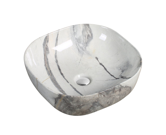 Art Basin Marble Pattern Round Corner Square Top Mount Basin - A0085