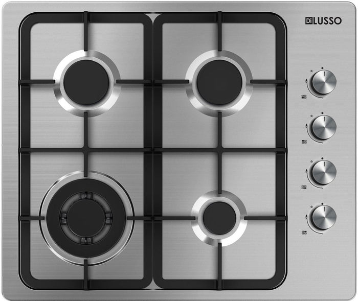 Di Lusso GAS COOKTOP - 600MM SS CAST IRON TRIVETS GC604MSFC