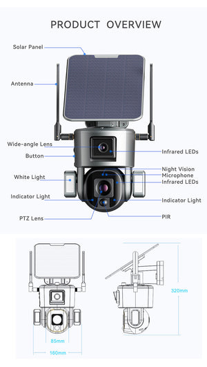 WIFI 4MP 10X Dual Lens & Dual Solar Power Panel PTZ Zoom CCTV Outdoor Waterproof Security Camera - Smarton-MS1-10X